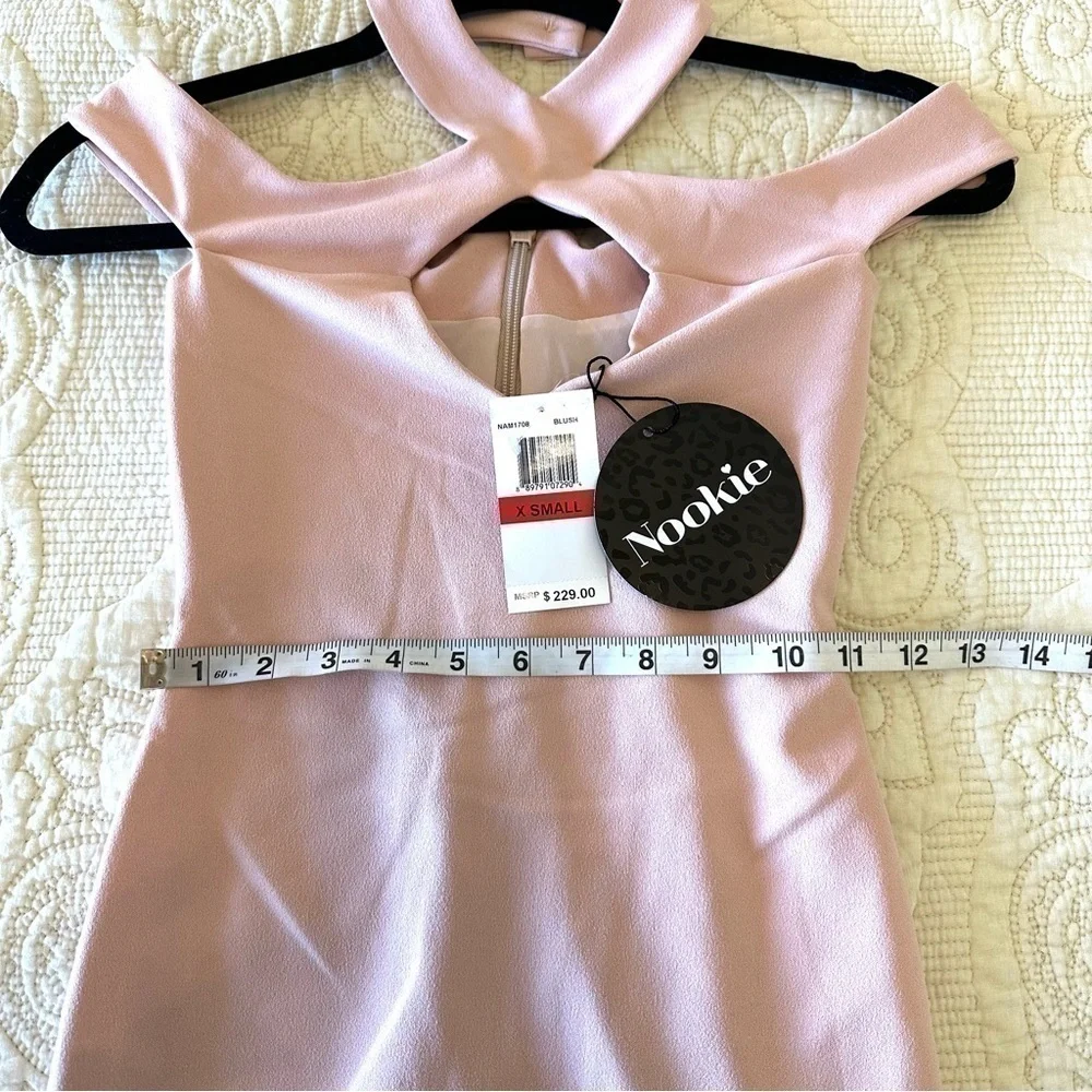 NWT NOOKIE designer blush bodycon form fitting dress - Hollywood midi - Picture 7 of 8